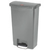 Slim Jim Resin Step-on Container, Front Step Style, 13 Gal, Polyethylene, Gray