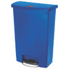 Slim Jim Resin Step-on Container, Front Step Style, 24 Gal, Polyethylene, Blue