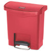 Slim Jim Resin Step-on Container, Front Step Style, 4 Gal, Polyethylene, Red