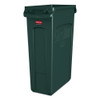 Slim Jim With Venting Channels, 23 Gal, Plastic, Dark Green
