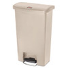 Slim Jim Resin Step-on Container, Front Step Style, 13 Gal, Polyethylene, Beige