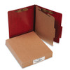 20 Pt. Presstex Classification Folders, 2" Expansion, 1 Divider, 4 Fasteners, Letter Size, Red Exterior, 10/box