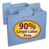 Supertab Colored File Folders, 1/3-cut Tabs: Assorted, Letter Size, 0.75" Expansion, 11-pt Stock, Blue, 100/box