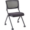 Lorell Mesh Back Nesting Chair - Black Fabric Seat - Metal Frame - 2 / Carton