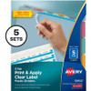 Avery Index Maker Index Divider - 25 x Divider(s) - Print-on Tab(s) - 5 - 5 Tab(s)/Set - 8.5" Divider Width x 11" Divider Length - 3 Hole Punched - Translucent Plastic Divider - Multicolor Plastic Tab(s) - 1