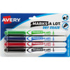 Avery Pen-Style Dry Erase Markers - Bullet Marker Point Style - Black, Red, Blue, Green - Black, Red, Blue, Green, White Barrel - 4 / Pack