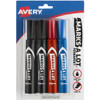 Avery Marks A Lot Permanent Markers - Chisel Marker Point Style - Black, Blue, Red - Black, Blue, Red Barrel - 4 / Pack