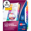 Avery Ready Index Custom TOC Binder Dividers - 72 x Divider(s) - 1-12 - 12 Tab(s)/Set - 8.5" Divider Width x 11" Divider Length - 3 Hole Punched - White Paper Divider - Multicolor Paper Tab(s) - 6 / Pack