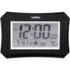 Lorell LCD Wall/Alarm Clock - Digital - Quartz - LCD - Black Main Dial - Silver/Plastic Case