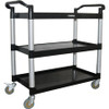 Lorell X-tra Utility Cart - 3 Shelf - Dual Handle - 300 lb Capacity - 4 Casters - 4" Caster Size - Plastic - x 42" Width x 20" Depth x 38" Height - Black - 1 Each