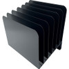 Huron Slanted Vertical Slots Desktop Organizer - 8 Compartment(s) - 10" Height x 9.8" Width x 11" Depth - Durable - Black - Steel - 1 Each