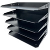 Huron Horizontal Slots Desk Organizer - 5 Compartment(s) - 15" Height x 15" Width x 8.8" Depth - Durable, Label Holder - Black - Steel - 1 Each