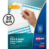 Avery Index Maker Print & Apply Dividers - 125 x Divider(s) - Print-on Tab(s) - 5 - 5 Tab(s)/Set - 8.5" Divider Width x 11" Divider Length - 3 Hole Punched - White Paper Divider - White Paper Tab(s) - 25 / Box