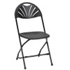 Dorel Zown Premium Fan Back Folding Chair - Black Seat - Black Polyethylene Back - Black Powder Coated Steel Frame - Four-legged Base - 8 / Carton