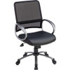 Lorell Mid Back Task Chair - Black Leather Seat - 5-star Base - Black - 1 Each