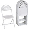 Dorel Zown Premium Fan Back Folding Chair - White Seat - White Polyethylene Back - White Powder Coated Steel Frame - Four-legged Base - 8 / Carton
