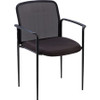 Lorell Reception Side Guest Chair - Black Seat - Mesh Back - Steel Frame - Four-legged Base - 1 Each