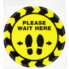 Avery PLEASE WAIT HERE Distancing Floor Decals - 5 - PLEASE WAIT HERE Print/Message - Round Shape - Pre-printed, Tear Resistant, Wear Resistant, Non-slip, Water Resistant, UV Coated, Durable, Removable, Scuff Resistant - Vinyl - Black, Yellow