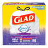 Glad ForceFlex Tall Kitchen Drawstring Trash Bags - Mediterranean Lavender with Febreze Freshness - 13 gal - 0.78 mil (20 Micron) Thickness - White - 80/Box - 80 Per Box - Garbage, Office, Kitchen