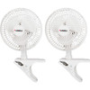 Lorell Clip-On Personal Fan - 152.4 mm Diameter - 2 Speed - Adjustable Tilt Head - 9.5" Height x 7.9" Width x 6" Depth - White