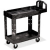 Rubbermaid Commercial HD 2-Shelf Utility Cart with Lipped Shelf (Small) - 2 Shelf - 500 lb Capacity - 4 Casters - 5" Caster Size - Resin - 39" Length x 17.9" Width x 33.2" Height - Black - 1 Each