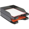Deflecto DocuTray Multi-Directional Stacking Tray - 2 Tier(s) - 2.5" Height x 10.1" Width x 14" Depth - Desktop - Black - Polystyrene - 2 / Set