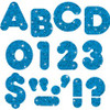 Trend 4" Sparkle Uppercase Ready Letters Set - 50 x Capital Letter, 10 x Number, 10 x Punctuation Marks Shape - Pin-up - Casual Style - 4" Height x 9" Length - Blue - Paper - 1 / Pack
