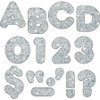 Trend 4" Sparkle Uppercase Ready Letters Set - 50 x Capital Letter, 10 x Number, 10 x Punctuation Marks Shape - Pin-up - Casual Style - 4" Height x 9" Length - Silver - Paper - 1 / Pack