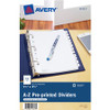 Avery A-Z Preprinted Tab Dividers - 12 x Divider(s) - A-Z - 12 Tab(s)/Set - 5.5" Divider Width x 8.50" Divider Length - 7 Hole Punched - White Paper Divider - White Paper Tab(s)