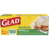 Glad Food Storage Bags - Sandwich Fold Top - 6.50" Width x 5.50" Length - Clear - Plastic - 1/Box - 180 Per Box - Multipurpose