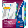 Avery Two-Column Table Contents Dividers w/Tabs - 32 x Divider(s) - 1-32 - 32 Tab(s)/Set - 8.5" Divider Width x 11" Divider Length - 3 Hole Punched - White Paper Divider - Multicolor Paper Tab(s) - 32 / Set