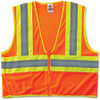 GloWear Class 2 Two-tone Orange Vest - Reflective, Machine Washable, Lightweight, Pocket, Zipper Closure - Small/Medium Size - Orange - 1 / Each