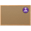 Mead Classic Cork Bulletin Board - 36" Height x 24" Width - Natural Cork Surface - Self-healing - Oak Aluminum Frame - 1 Each