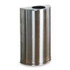 Rubbermaid Commercial 12 Gallon Half Round Steel Receptacle - 12 gal Capacity - Semicircular - 7" Opening Diameter - 32" Height x 18" Width x 9" Depth - Stainless Steel - Stainless Steel - 1 Each