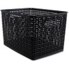 Advantus Plastic Weave Bin - Square - 13.5" Height x 10.5" Width x 8.8" Depth - Plastic - Black - 2 / Each