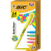 BIC Brite Liner Highlighters - Chisel Marker Point Style - Fluorescent Pink, Fluorescent Yellow, Fluorescent Blue, Fluorescent Green, Fluorescent Orange Water Based Ink - 1 / Set