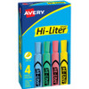 Avery Hi-Liter Desk-Style Highlighters - Chisel Marker Point Style - Light Blue, Light Green, Light Pink, Yellow Water Based Ink - Yellow, Light Green, Light Blue, Light Pink Barrel - 4 / Box