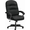 HON Pillow-Soft Executive High-Back Chair | Fixed Arms | Black Fabric - Black Plush Seat - Black Plush Back - Black Frame - High Back - 5-star Base - Armrest - 1 Unit