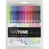 Tombow TwinTone Brights Dual-tip Marker Set - Extra Fine Marker Point - 0.8 mm, 0.3 mm Marker Point Size - Bullet Marker Point StyleWater Based Ink - 12 / Pack