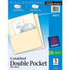Avery Untabbed Double Pocket Dividers - 11.1" Height x 9.3" Width - 2 x Pockets Capacity - For Letter 8 1/2" x 11" Sheet - Ring Binder - Rectangular - Buff - 5 / Pack