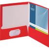 Business Source Letter Pocket Folder - 8 1/2" x 11" - 100 Sheet Capacity - 2 Internal Pocket(s) - Card Paper - Red - 25 / Box