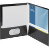 Business Source Letter Pocket Folder - 8 1/2" x 11" - 100 Sheet Capacity - 2 Internal Pocket(s) - Black - 25 / Box