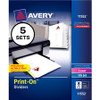 Avery Customizable Print-On Dividers - 40 x Divider(s) - Print-on Tab(s) - 8 - 8 Tab(s)/Set - 8.5" Divider Width x 11" Divider Length - 3 Hole Punched - White Paper Divider - White Paper Tab(s) - 1 / Pack