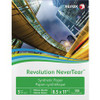 Xerox Revolution Laser Synthetic Paper - White - 94 Brightness - Letter - 8 1/2" x 11" - 135 g/m Grammage - Matte - 100 / Pack - Weather Resistant, Chemical Resistant