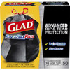Glad ForceFlexPlus Drawstring Large Trash Bags - 30 gal - 23.74" Width x 24.88" Length x 0.90 mil (23 Micron) Thickness - Black - 3/Carton - 50 Per Box - Garbage, Indoor, Outdoor, Home, Office, Restaurant, Commercial