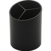 Business Source Large 3-Compartment Plastic Pencil Cup - 3" x 3" x 4.1" x - Plastic - 1 Each - Black