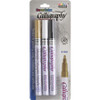 Marvy DecoColor Calligraphy Paint Markers - 2 mm Marker Point Size - Chisel Marker Point Style - Gold, Black, White Oil Based, Pigment-based Ink - 3 / Set
