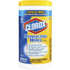CloroxPro Disinfecting Wipes - Ready-To-Use Wipe - Lemon Scent - 75 / Canister - 6 / Carton - Yellow