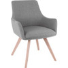 Lorell Gray Flannel Guest Chair with Wood Legs - Four-legged Base - Gray - Armrest - 1 Each