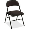 Lorell Padded Seat Folding Chairs - Black Fabric Seat - Black Fabric Back - Powder Coated Steel Frame - 4 / Carton